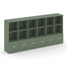 Concept Шкаф 6 узких секций, 3 ниши CN.STU-361 W Кобо/Металл Белый 2500*420*1186