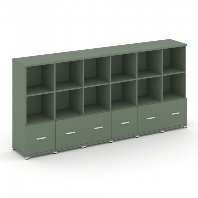 Concept Шкаф 6 узких секций, 3 ниши CN.STU-361 W Кобо/Металл Белый 2500*420*1186