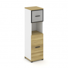 Concept Шкаф 1 узкая секция, 4 ниши CN.STU-415 RMB B Дуб Винченцо/Белый Бриллиант/Металл Черный/Сати