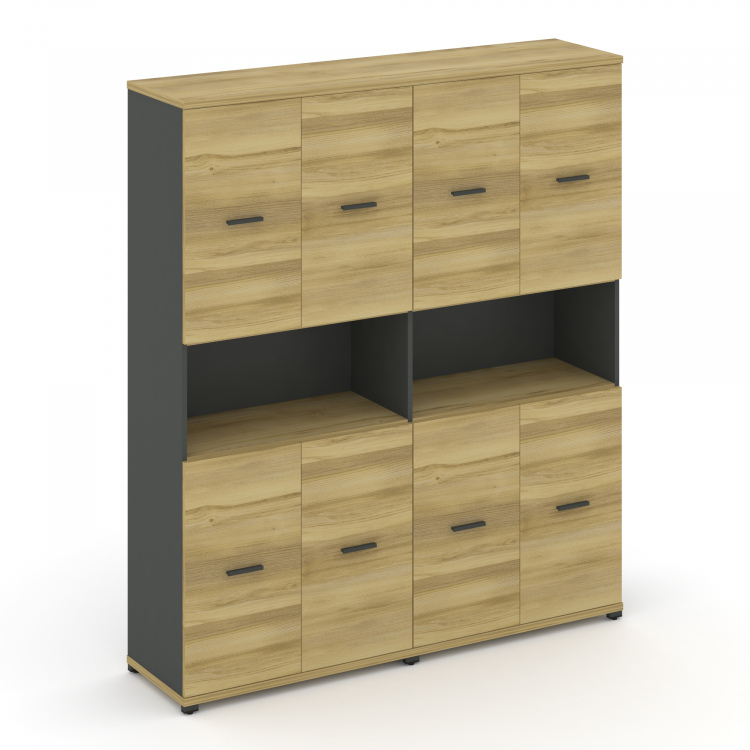 Concept Шкаф 2 широкие секции, 5 ниш CN.STS-523 A Дуб Винченцо/Антрацит/Металл Антрацит 1668*420*192