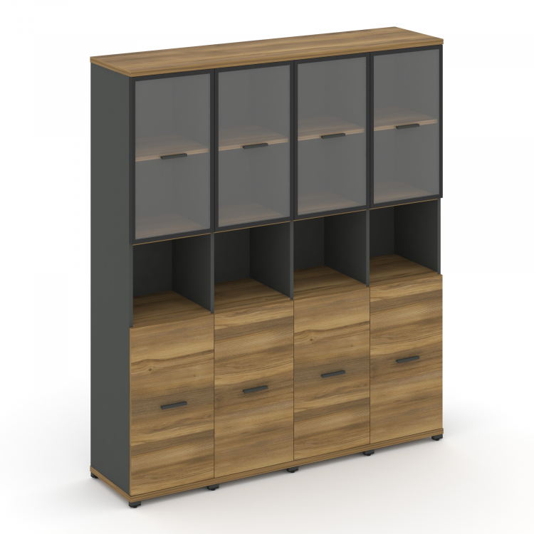 Concept Шкаф 4 узкие секции, 5 ниш CN.STU-543 RPB A Сандал Янтарный/Антрацит/Металл Антрацит/Прозра