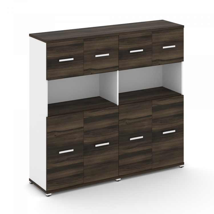 Concept Шкаф 2 широкие секции, 4 ниши CN.STS-425 W Дуб Мали/Белый Бриллиант/Металл Белый 1668*420*15