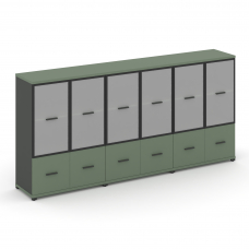 Concept Шкаф 3 широкие секции, 3 ниши CN.STS-332 RMB A Кобо/Антрацит/Металл Антрацит/Сатин 2500*420*