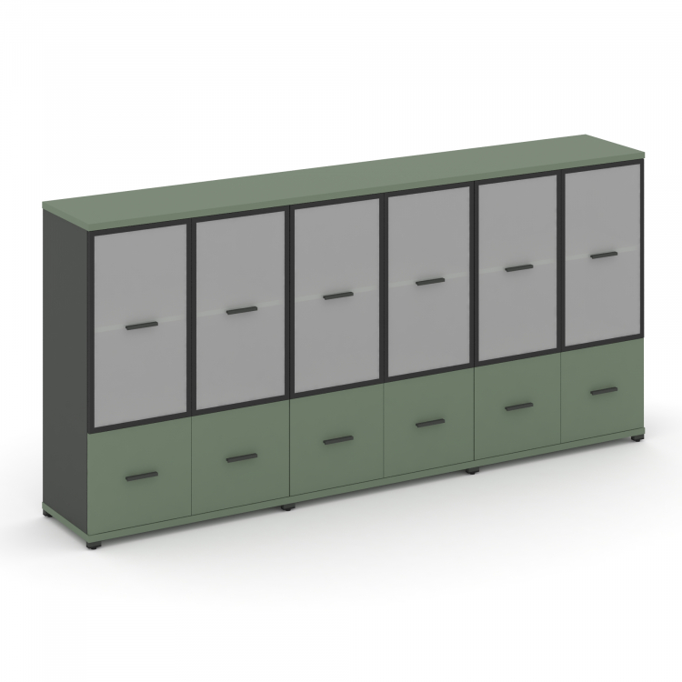 Concept Шкаф 3 широкие секции, 3 ниши CN.STS-332 RMB A Кобо/Антрацит/Металл Антрацит/Сатин 2500*420*