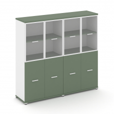 Concept Шкаф 2 широкие секции, 4 ниши CN.STS-422 RPW W Кобо/Белый Бриллиант/Металл Белый/Прозрачный