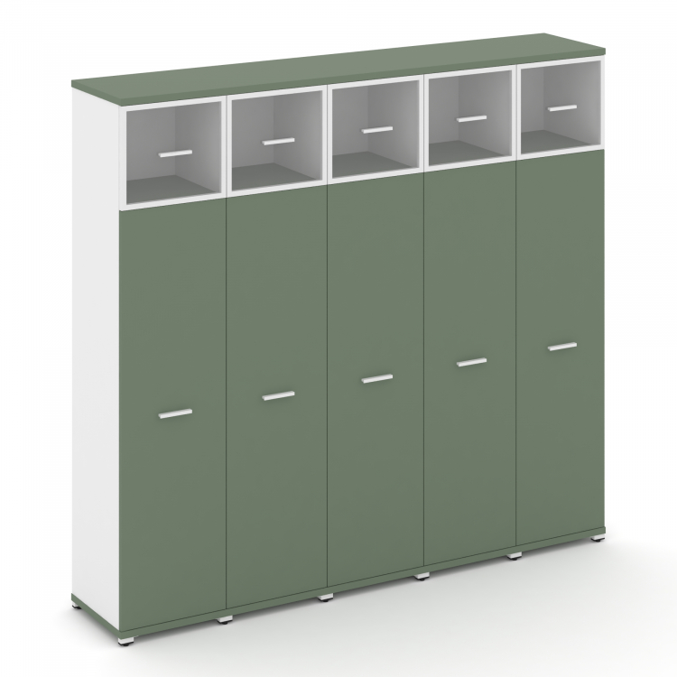 Concept Шкаф 5 узких секций, 5 ниш CN.STU-557 RPW W Кобо/Белый Бриллиант/Металл Белый/Прозрачный 208