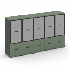 Concept Шкаф 5 узких секций, 3 ниши CN.STU-352 RMB A Кобо/Антрацит/Металл Антрацит/Сатин 2084*420*11