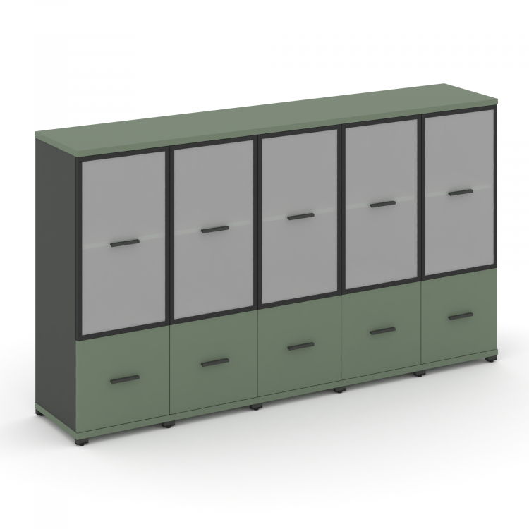 Concept Шкаф 5 узких секций, 3 ниши CN.STU-352 RMB A Кобо/Антрацит/Металл Антрацит/Сатин 2084*420*11