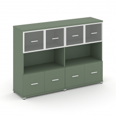 Concept Шкаф 2 широкие секции, 3 ниши CN.STS-325 RPW W Кобо/Металл Белый/Прозрачный 1668*420*1186