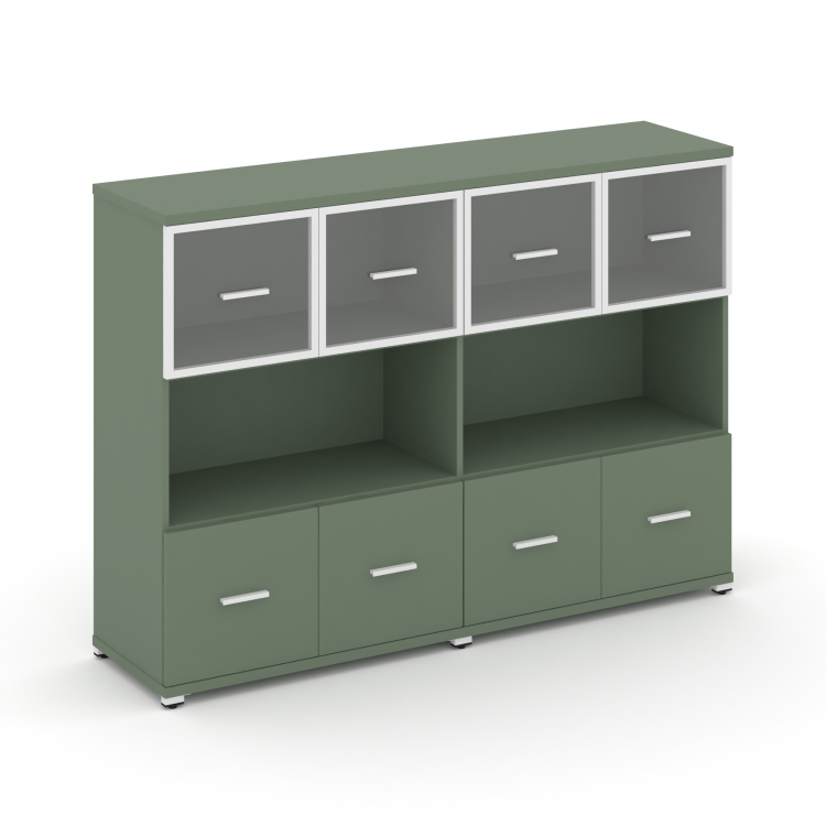 Concept Шкаф 2 широкие секции, 3 ниши CN.STS-325 RPW W Кобо/Металл Белый/Прозрачный 1668*420*1186