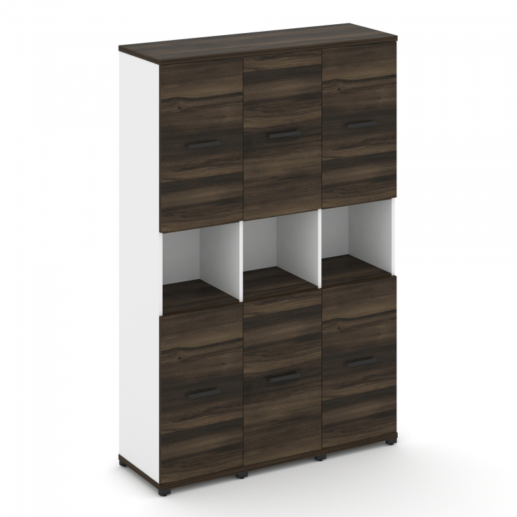 Concept Шкаф 3 узкие секции, 5 ниш CN.STU-533 B Дуб Мали/Белый Бриллиант/Металл Черный 1252*420*1922