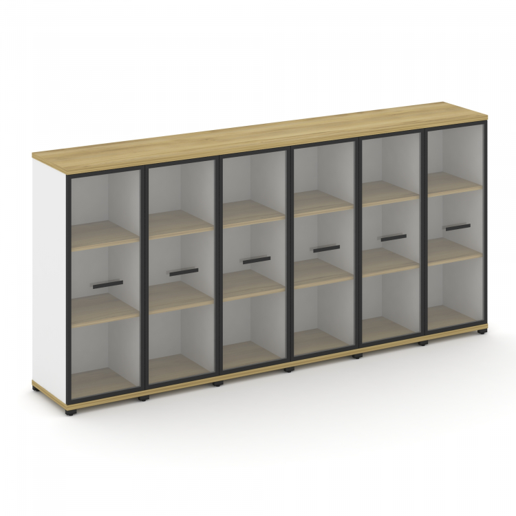 Concept Шкаф 6 узких секций, 3 ниши CN.STU-366 RPB B Дуб Винченцо/Белый Бриллиант/Металл Черный/Проз