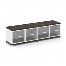 Concept Шкаф 2 широкие секции, 1 ниша CN.STS-123 RPW W Дуб Мали/Белый Бриллиант/Металл Белый/Прозрач