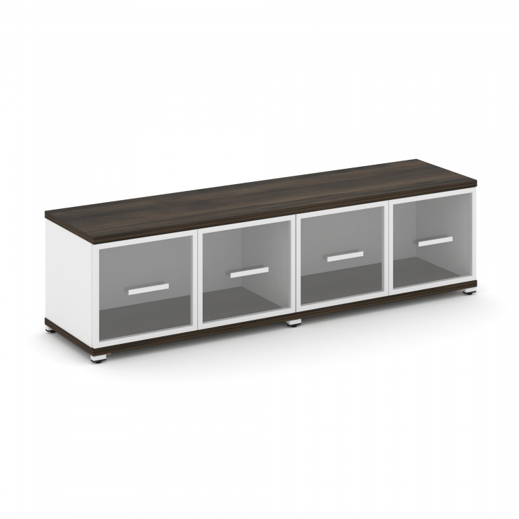 Concept Шкаф 2 широкие секции, 1 ниша CN.STS-123 RPW W Дуб Мали/Белый Бриллиант/Металл Белый/Прозрач