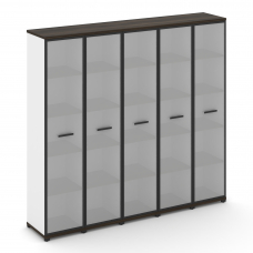 Concept Шкаф 5 узких секций, 5 ниш CN.STU-558 RMB B Дуб Мали/Белый Бриллиант/Металл Черный/Сатин 208