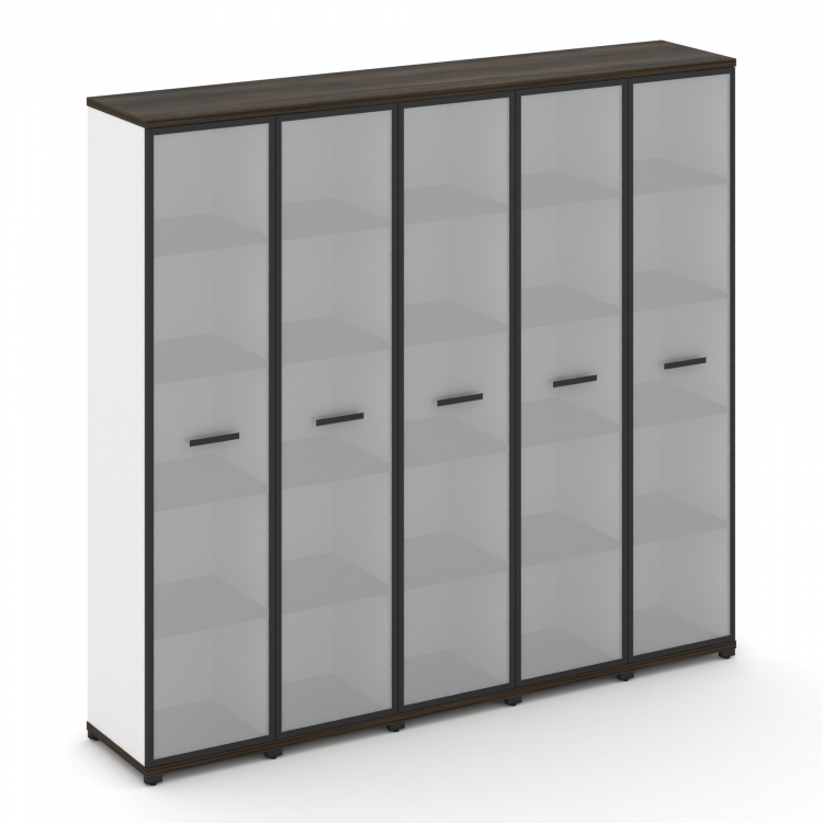 Concept Шкаф 5 узких секций, 5 ниш CN.STU-558 RMB B Дуб Мали/Белый Бриллиант/Металл Черный/Сатин 208