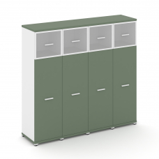 Concept Шкаф 4 узкие секции, 4 ниши CN.STU-444 RMW W Кобо/Белый Бриллиант/Металл Белый/Сатин 1668*42