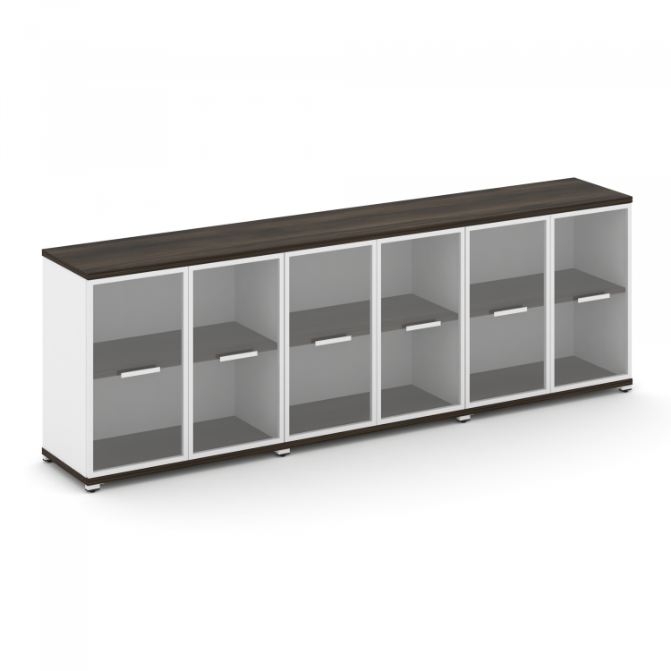 Concept Шкаф 3 широкие секции, 2 ниши CN.STS-233 RPW W Дуб Мали/Белый Бриллиант/Металл Белый/Прозрач