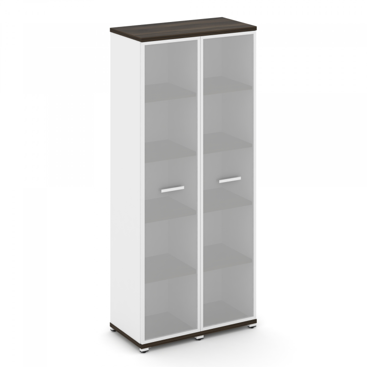 Concept Шкаф 2 узкие секции, 5 ниш CN.STU-528 RMW W Дуб Мали/Белый Бриллиант/Металл Белый/Сатин 836*