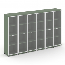 Concept Шкаф 6 узких секций, 4 ниши CN.STU-466 RPW W Кобо/Металл Белый/Прозрачный 2500*420*1554