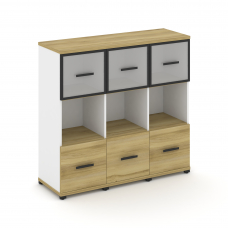 Concept Шкаф 3 узкие секции, 3 ниши CN.STU-335 RMB B Дуб Винченцо/Белый Бриллиант/Металл Черный/Сати