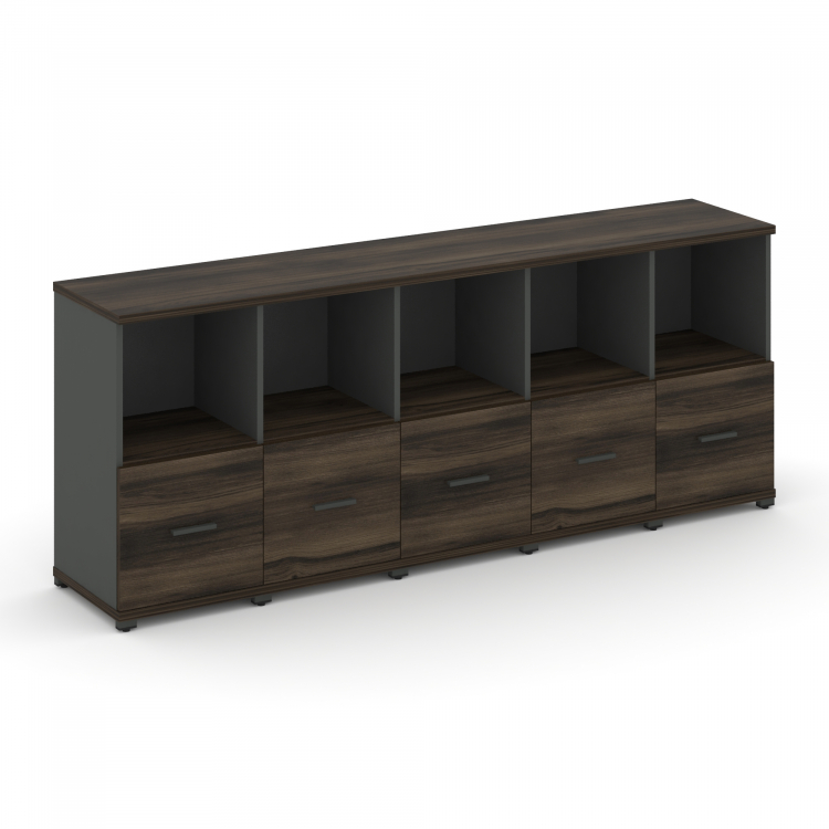 Concept Шкаф 5 узких секций, 2 ниши CN.STU-251 A Дуб Мали/Антрацит/Металл Антрацит 2084*420*818