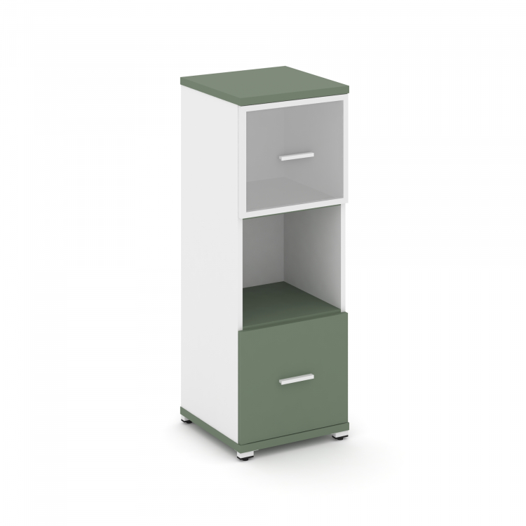 Concept Шкаф 1 узкая секция, 3 ниши CN.STU-315 RMW W Кобо/Белый Бриллиант/Металл Белый/Сатин 420*420