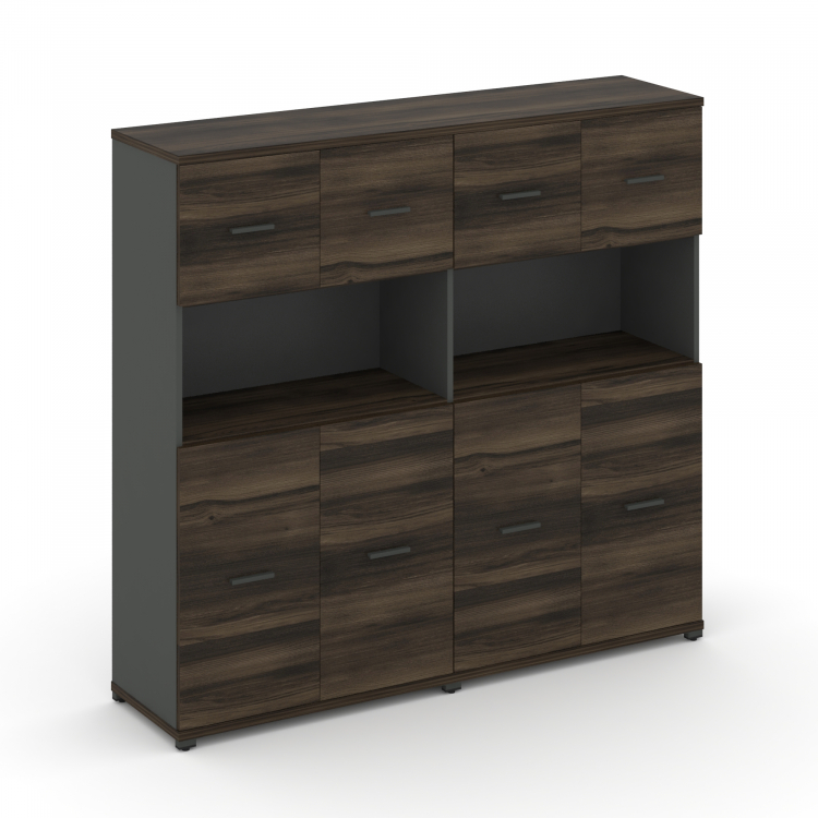 Concept Шкаф 2 широкие секции, 4 ниши CN.STS-425 A Дуб Мали/Антрацит/Металл Антрацит 1668*420*1554