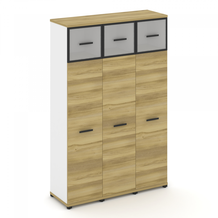 Concept Шкаф 3 узкие секции, 5 ниш CN.STU-537 RMB B Дуб Винченцо/Белый Бриллиант/Металл Черный/Сатин