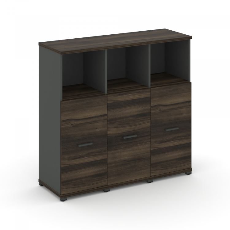 Concept Шкаф 3 узкие секции, 3 ниши CN.STU-333 A Дуб Мали/Антрацит/Металл Антрацит 1252*420*1186