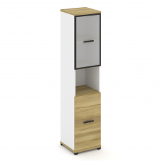 Concept Шкаф 1 узкая секция, 5 ниш CN.STU-513 RMB B Дуб Винченцо/Белый Бриллиант/Металл Черный/Сатин