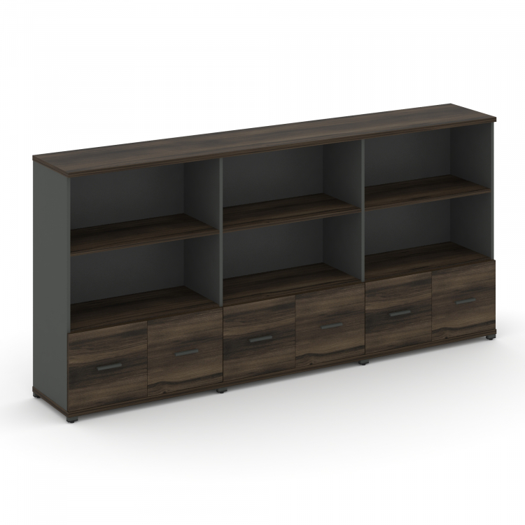 Concept Шкаф 3 широкие секции, 3 ниши CN.STS-331 A Дуб Мали/Антрацит/Металл Антрацит 2500*420*1186