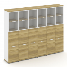 Concept Шкаф 6 узких секций, 5 ниш CN.STU-565 RPW W Дуб Винченцо/Белый Бриллиант/Металл Белый/Прозра