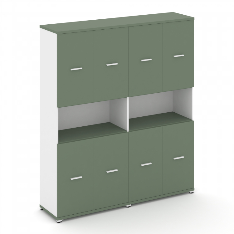 Concept Шкаф 2 широкие секции, 5 ниш CN.STS-523 W Кобо/Белый Бриллиант/Металл Белый 1668*420*1922