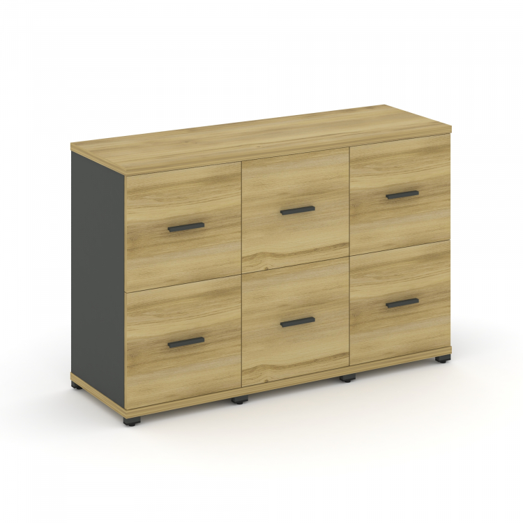 Concept Шкаф 3 узкие секции, 2 ниши CN.STU-232 A Дуб Винченцо/Антрацит/Металл Антрацит 1252*420*818