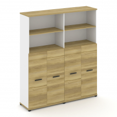 Concept Шкаф 2 широкие секции, 5 ниш CN.STS-524 B Дуб Винченцо/Белый Бриллиант/Металл Черный 1668*42