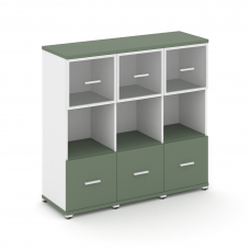 Concept Шкаф 3 узкие секции, 3 ниши CN.STU-335 RPW W Кобо/Белый Бриллиант/Металл Белый/Прозрачный 12