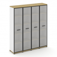 Concept Шкаф 4 узкие секции, 5 ниш CN.STU-548 RMB B Дуб Винченцо/Белый Бриллиант/Металл Черный/Сатин