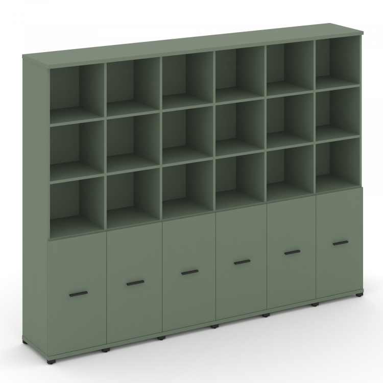 Concept Шкаф 6 узких секций, 5 ниш CN.STU-561 B Кобо/Металл Черный 2500*420*1922