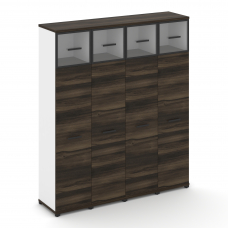 Concept Шкаф 4 узкие секции, 5 ниш CN.STU-547 RPB B Дуб Мали/Белый Бриллиант/Металл Черный/Прозрачны