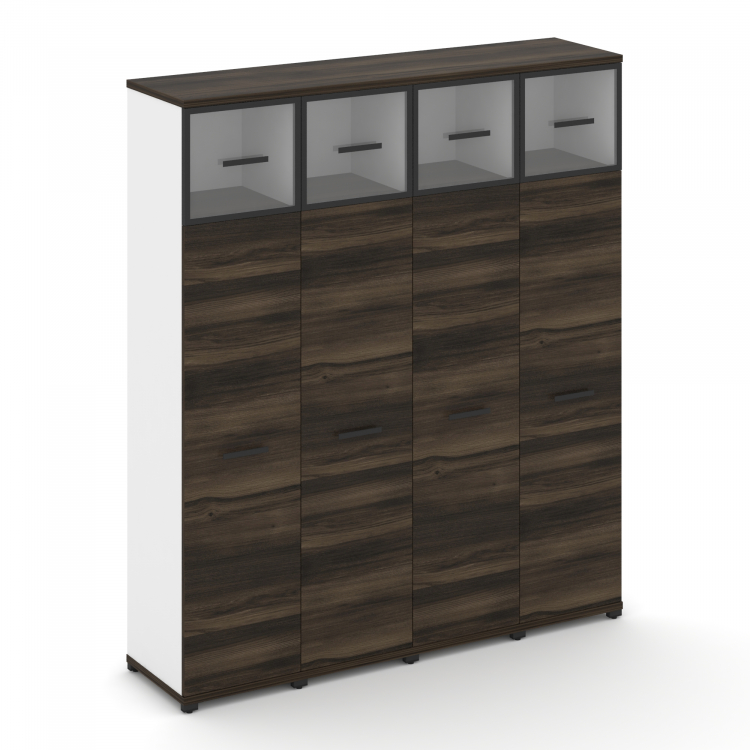 Concept Шкаф 4 узкие секции, 5 ниш CN.STU-547 RPB B Дуб Мали/Белый Бриллиант/Металл Черный/Прозрачны