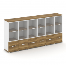 Concept Шкаф 6 узких секций, 3 ниши CN.STU-362 RPW W Сандал Янтарный/Белый Бриллиант/Металл Белый/Пр