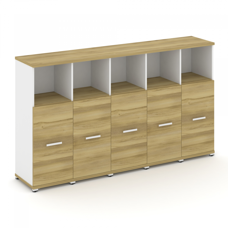 Concept Шкаф 5 узких секций, 3 ниши CN.STU-354 RMW W Дуб Винченцо/Белый Бриллиант/Металл Белый/Сатин