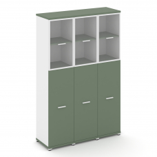 Concept Шкаф 3 узкие секции, 5 ниш CN.STU-535 RPW W Кобо/Белый Бриллиант/Металл Белый/Прозрачный 125