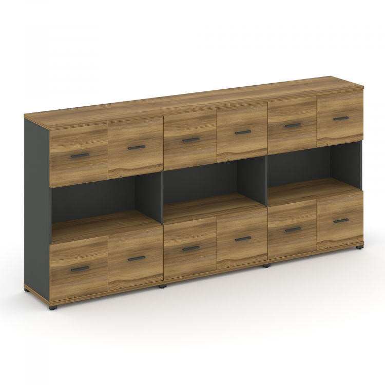 Concept Шкаф 3 широкие секции, 3 ниши CN.STS-335 A Сандал Янтарный/Антрацит/Металл Антрацит 2500*420