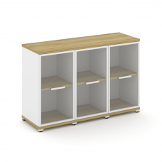 Concept Шкаф 3 узкие секции, 2 ниши CN.STU-233 RPW W Дуб Винченцо/Белый Бриллиант/Металл Белый/Прозр