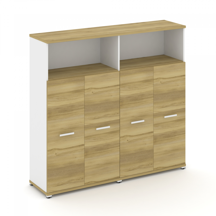 Concept Шкаф 2 широкие секции, 4 ниши CN.STS-423 W Дуб Винченцо/Белый Бриллиант/Металл Белый 1668*42