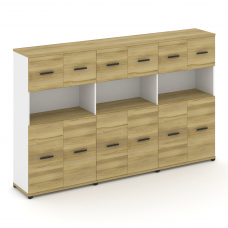 Concept Шкаф 3 широкие секции, 4 ниши CN.STS-435 B Дуб Винченцо/Белый Бриллиант/Металл Черный 2500*4