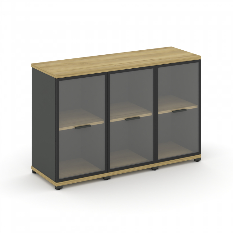 Concept Шкаф 3 узкие секции, 2 ниши CN.STU-233 RPB A Дуб Винченцо/Антрацит/Металл Антрацит/Прозрачны