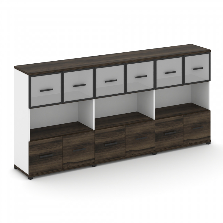 Concept Шкаф 3 широкие секции, 3 ниши CN.STS-335 RMB B Дуб Мали/Белый Бриллиант/Металл Черный/Сатин